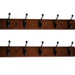 ROOREVO Wall Mount Coat Rack Coat Hooks, Wall Hat Hanger,Walnut,2 Pack