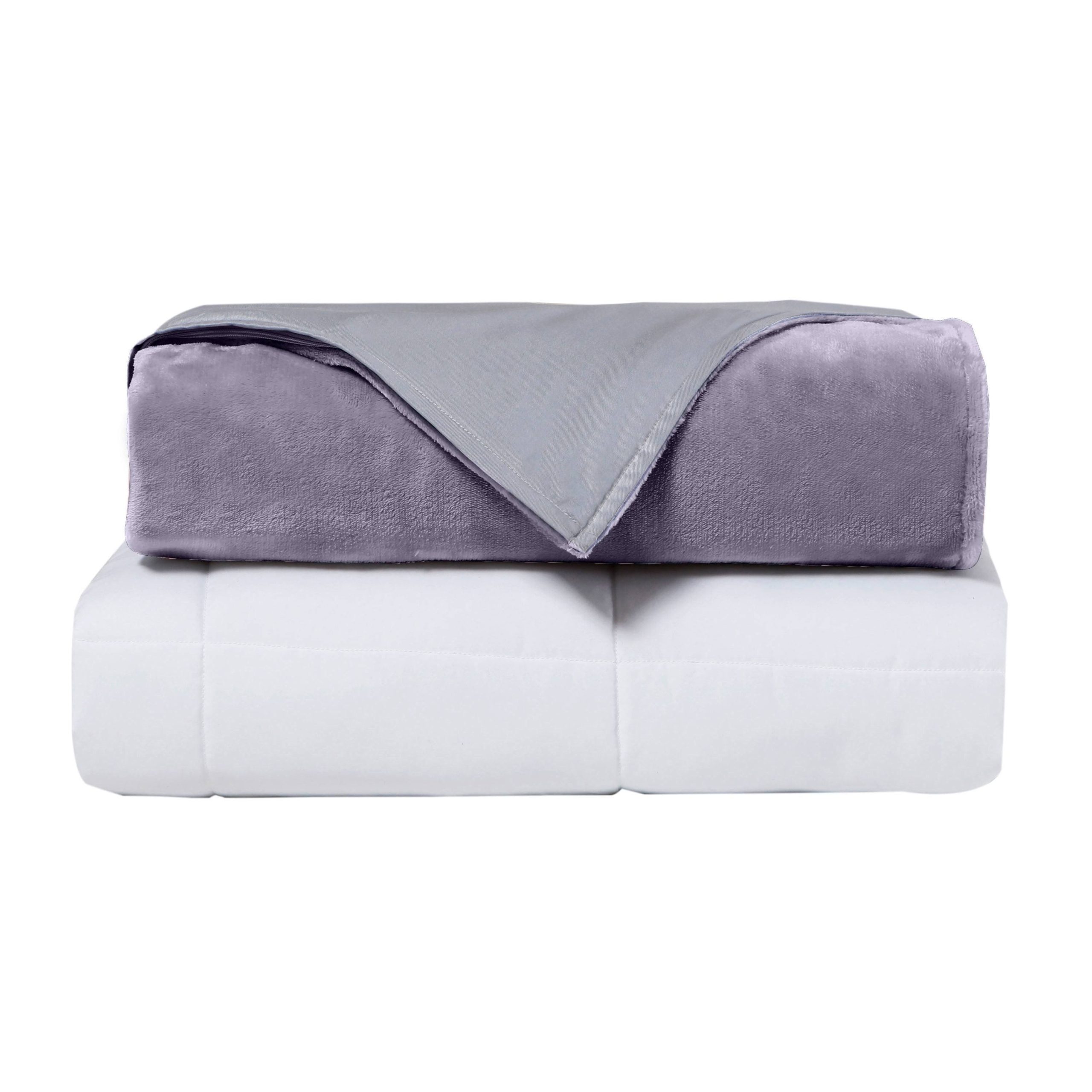 e8ca50bb09bf6b55cc259ed46bd6ba507e221e59ace66ee9a89e4d93736a01e1.jpg DreamLab Crystal 15-lb. Reversible Cooling Weighted Blanket with Removable Cover, Purple, 15 lbs - Image 1