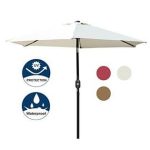 Blissun 7.5 ft Patio Umbrella Yard Umbrella Push Button Tilt Crank (Cream White)