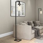 Sassan 68" Task/Reading Floor Lamp Ebern Designs Base Finish: Blackened Bronze, Shade Color: Seeded Glass