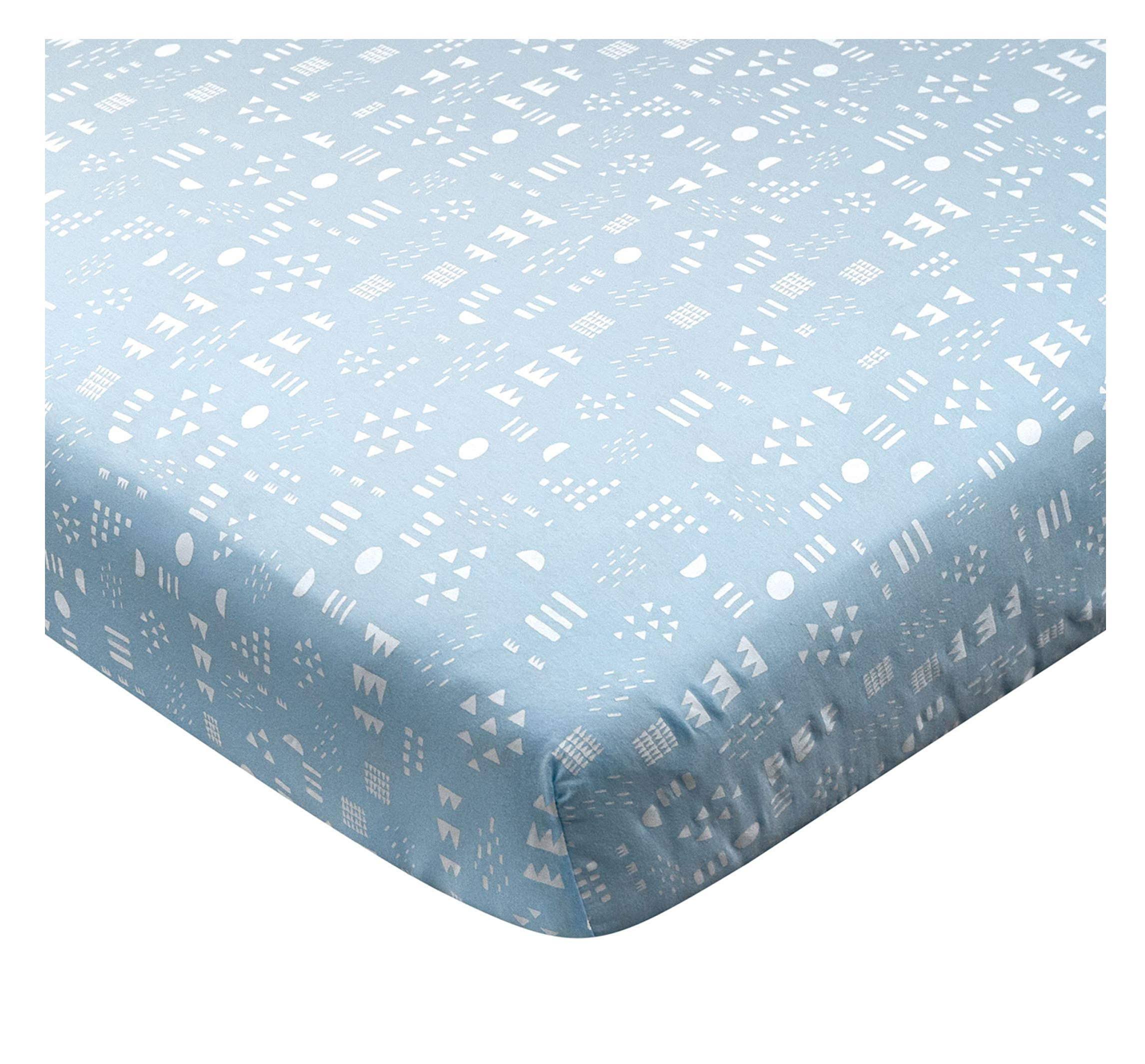 e8e476770bba0093a20afe40b728cd564961921778a06d080452c1e443e4bc22.jpg Organic Cotton Fitted Crib Sheet Pattern Play Light Blue / Os - Image 1