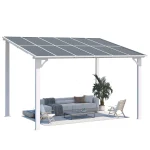 AECOJOY 12'x8' Wall Mounted Gazebos Pergola, White