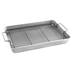 Nordic Ware Natural Aluminum Roasting & Crisping Pan with Black Nonstick Rack, 19.6 inch x 12.9 inch x 2.3 inch, Silver