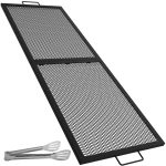 VEVOR Fire Pit Cooking Grill Grate 40 x 15 in Foldable Rectangle Campfire BBQ Rack Heavy Duty X-Marks with Portable Handle & Support Wire for