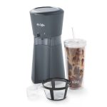 Mr. Coffee Iced Coffee Maker with Reusable Tumbler and Coffee Filter, Dark Grey