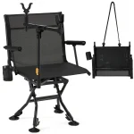 AECOJOY Hunting Chair with Rest, 360° Swivel, Adjustable Shooting Support, Portable for Blind or Range