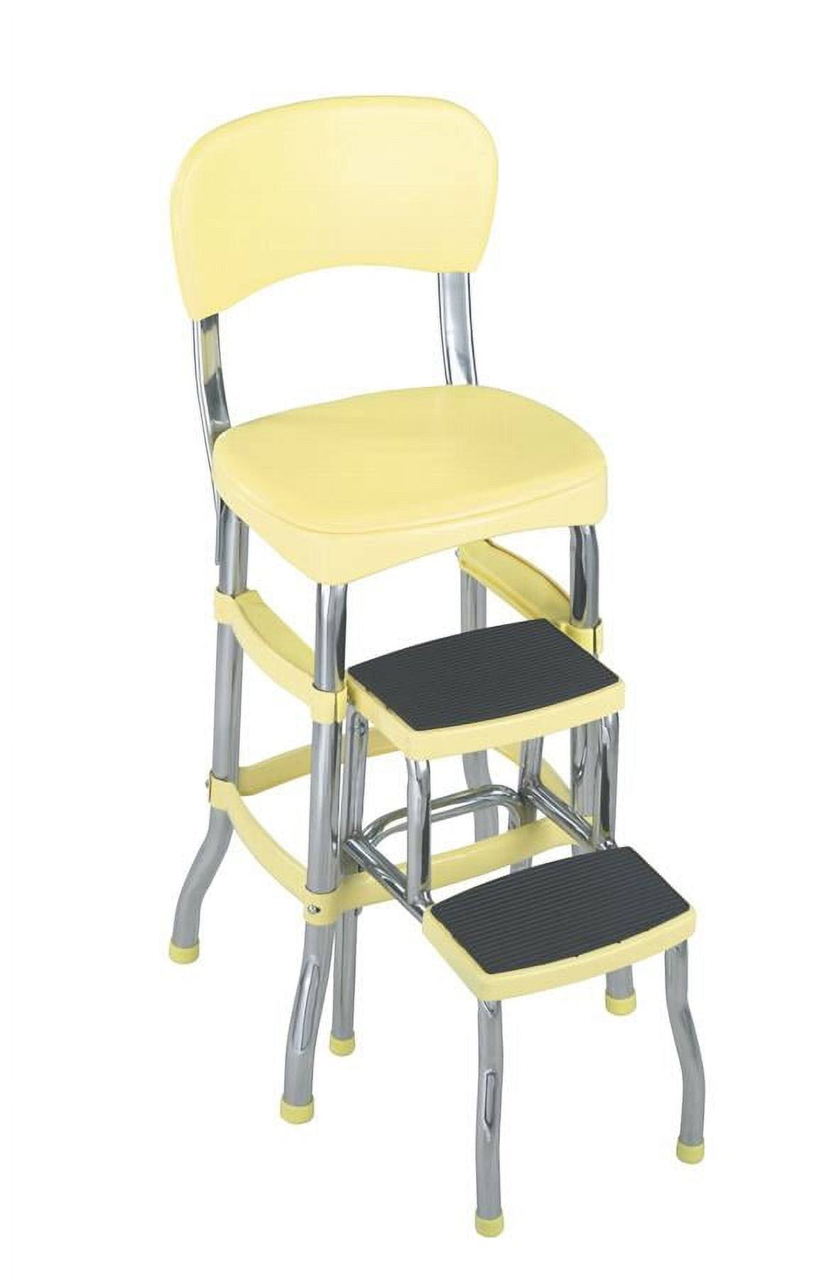 e94df517be236cb37a9ab6a97b02acc9fdab442785ea50d7cc41b115873b8916.jpg Cosco Stylaire Retro Chair + Step Stool with Sliding Steps, Yellow - Image 1