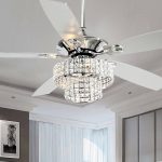 Parrot Uncle 52-Inch Modern 4-Light Dual Crystal Shade Ceiling Fan with Remote Matte Black 52-in N/A Matte
