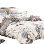 Swanson Beddings Daisy Silhouette Reversible Floral Print 3-Piece 100% Cotton Bedding Set Duvet Cover and Two Pillow Shams (King)