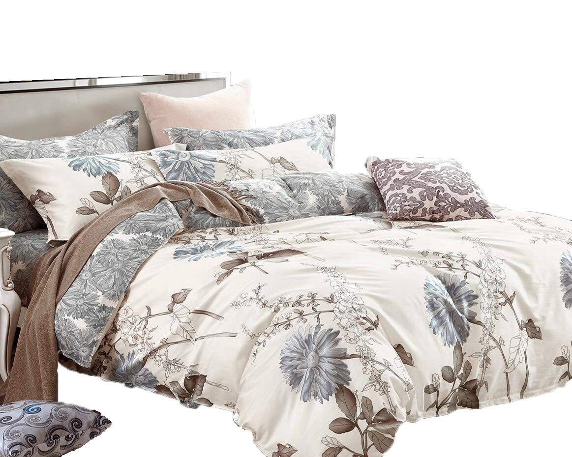 e954c5fba421fa683cdc388cec83157ed5b98280aa9be1ac8e134f45896279b0.jpg Swanson Beddings Daisy Silhouette Reversible Floral Print 3-Piece 100% Cotton Bedding Set Duvet Cover and Two Pillow Shams (King) - Image 1