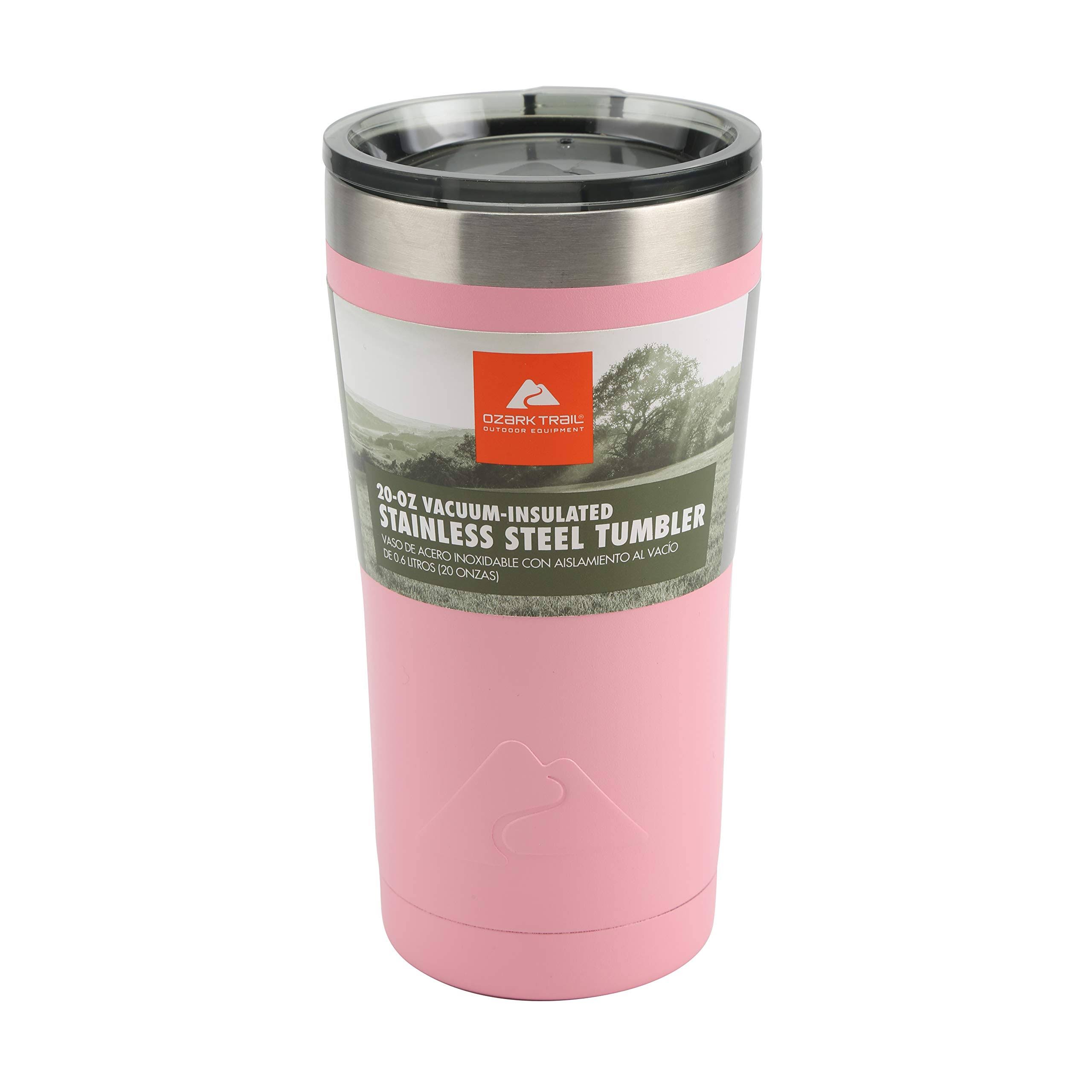 e966d8f34e4b3fe2f5bd2d1e52c478ddd49f887b756ecc5c3d16965bfe00d443.jpg Ozark Trail 20 oz Stainless Steel Tumbler, Double-Wall, Vacuum-Sealed Pink - Image 1