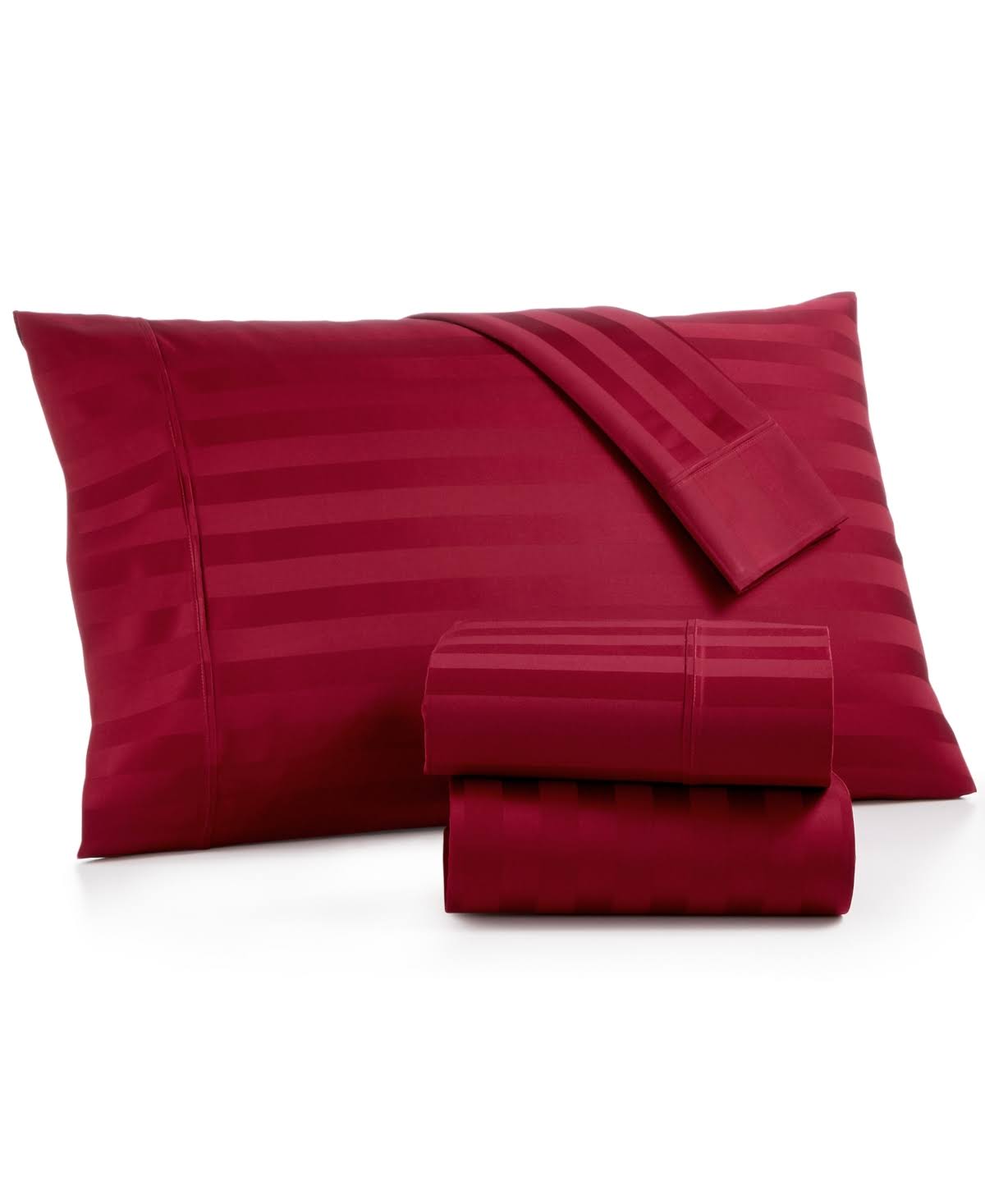 AQ Textiles Bergen Stripe 4-pc. California King Extra Deep Pocket Sheet Set, 1000 Thread Count 100% Certified Egyptian Cotton - Dark Red
