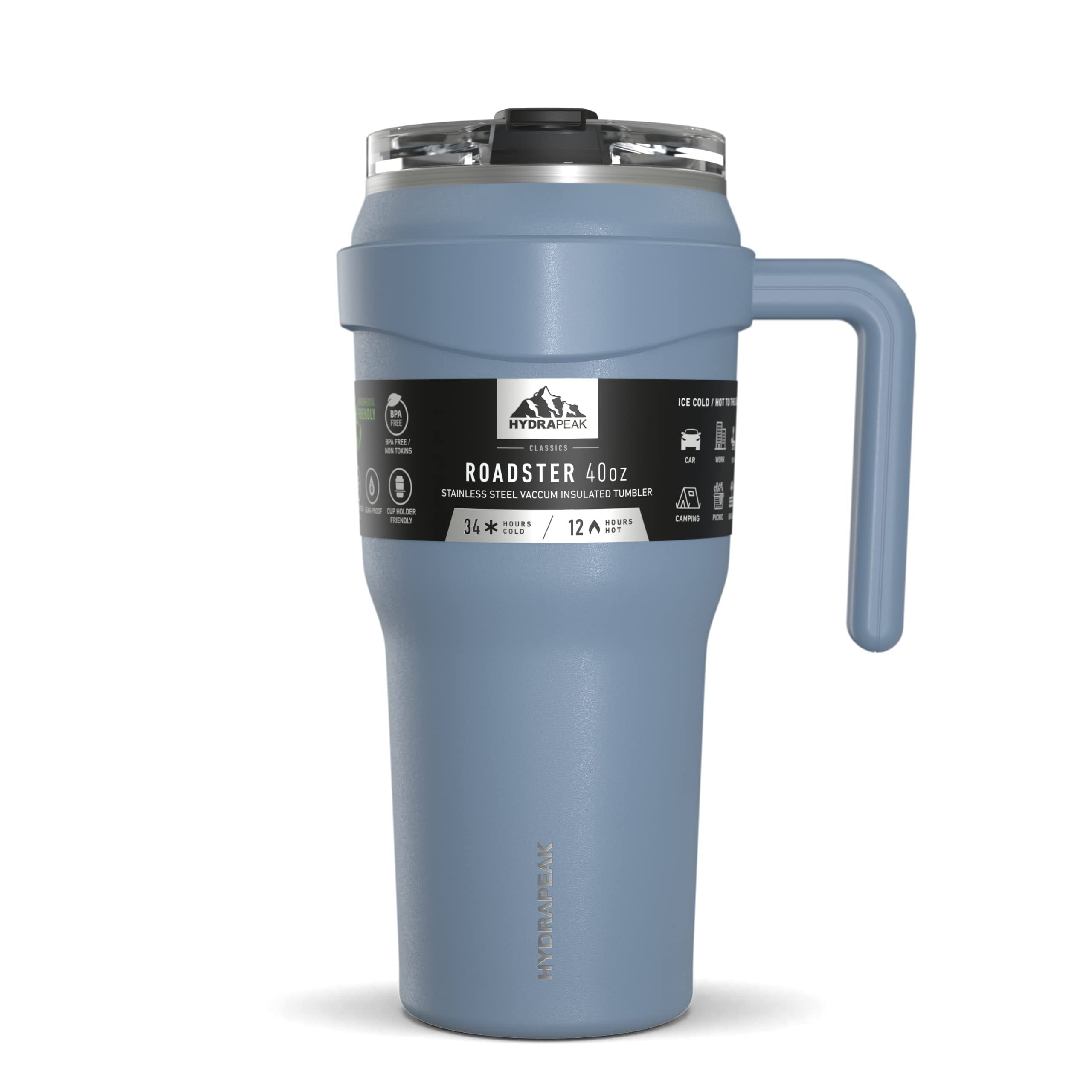 e9e6735d68e0316944a0ce546846e64ddb81386c2ed4bf828588c7c869bfa3b2.jpg Hydrapeak Roadster 40oz Tumbler with Handle and Straw Lid Modern Blue - Image 1