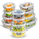 Joyful 24-Piece Light Grey Glass Storage Containers with Leakproof Lids Set