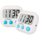 Aouce 2 Pack Digital Kitchen Timer for Cooking Big Digits Loud Alarm Magnetic Backing Stand Cooking Timers for Baking White