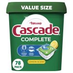 Cascade Complete ActionPacs Dishwasher Detergent Lemon Scent 78 Count