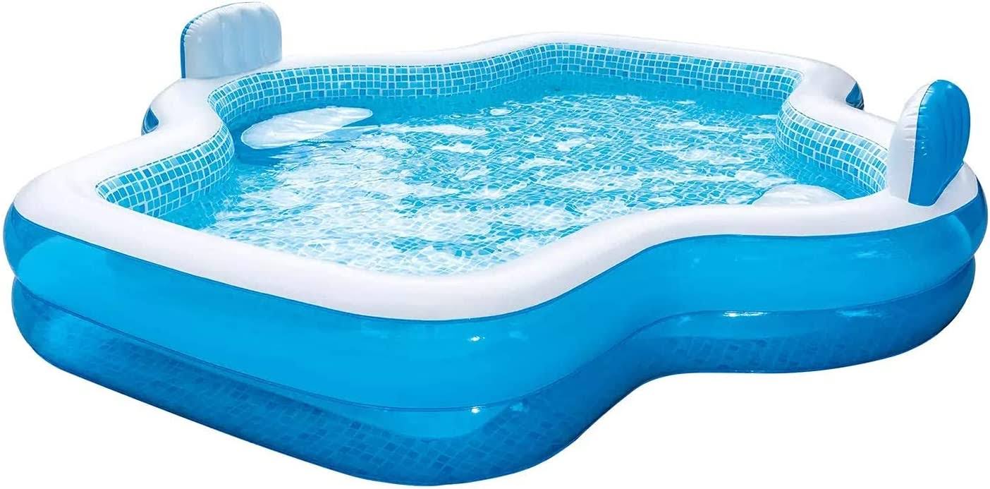 ea1bfa1a7b40fa606a9b76ef1968ea64cc3864b845bc25da73bb330f2f010e89.jpg Members Mark Elegant Family Pool 10 Feet Long 2 Inflatable SEATS with Backrests. New Version - Image 1