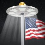 PPQ Flag Pole Light Solar Powered,Premium Ivory Flagpole Light 136 LED 10000H Lifespan for 15-25 ft Poles,Waterproof Lighting On Outdoor Pole Top,10