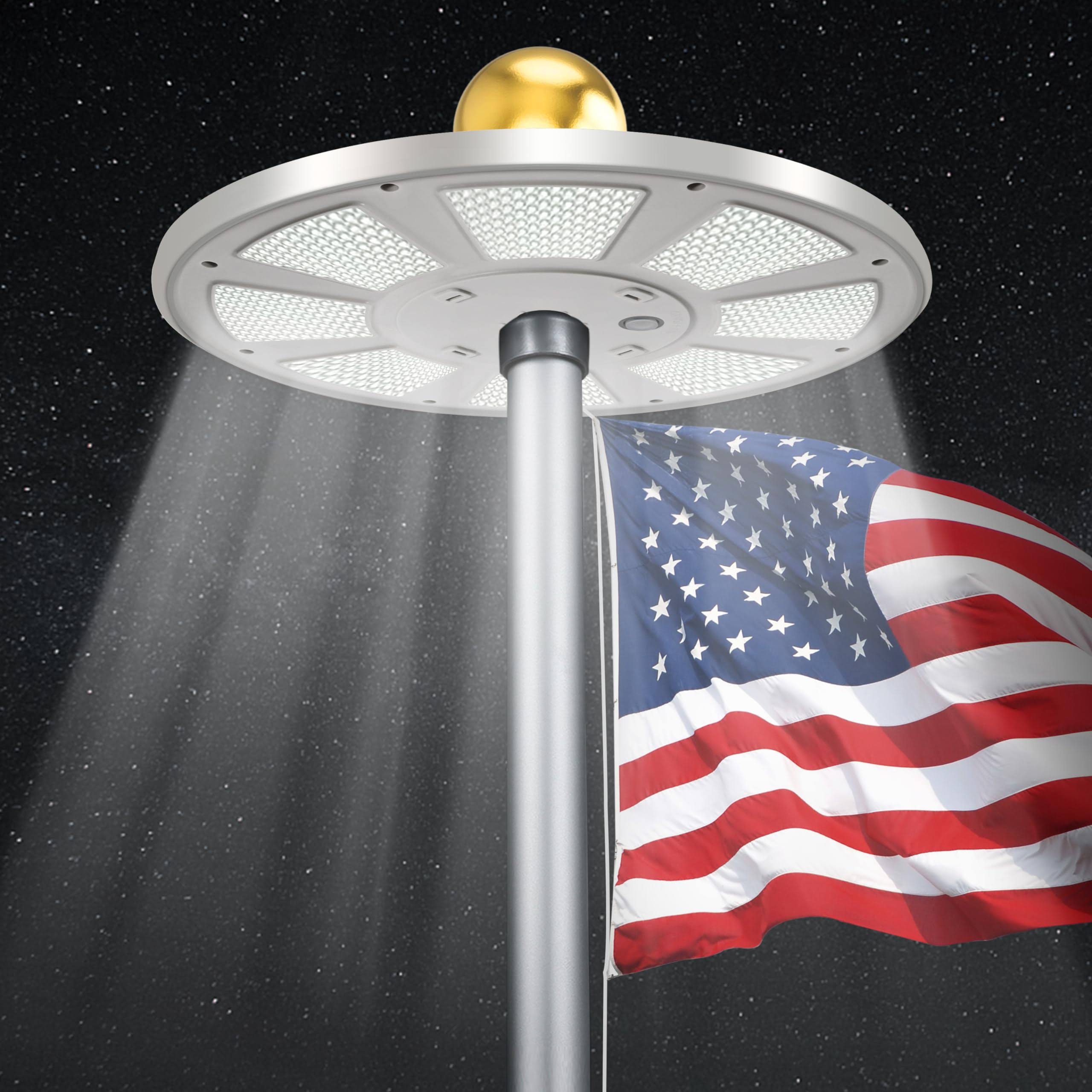 ea28376689ea957a38e48d3c041a24e9b2306eb46d2e7c7bc5af0a916adbd1aa.jpg PPQ Flag Pole Light Solar Powered,Premium Ivory Flagpole Light 136 LED 10000H Lifespan for 15-25 ft Poles,Waterproof Lighting On Outdoor Pole Top,10 - Image 1