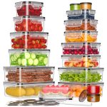 KEMETHY 36-Piece Food Storage Containers with Lids Airtight(18 Containers & 18 Lids) Plastic Food Containers for Pantry & Kitchen Storage and