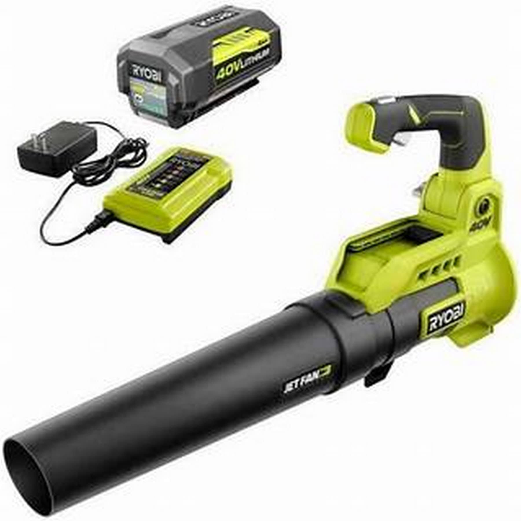 ea503ffccbdc86167721e5b761050903fbb2faf5848fd944705b7a6f12a4c0eb.jpg Ryobi 40V 110 MPH 525 CFM Cordless Battery Variable-Speed Jet Fan Leaf Blower - Image 1