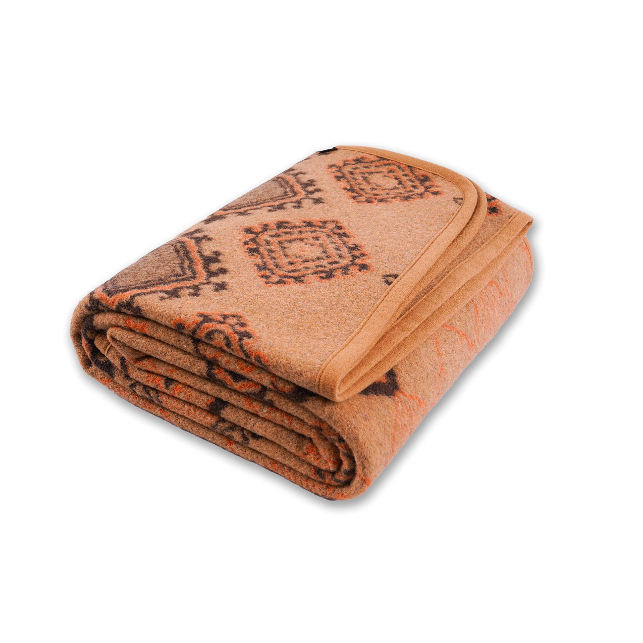 ea7e47ecd39ecf1bc585bee045fd0bb66782c3dbf72881867ce1762d698691f0.jpg ACUSHLA Merino Wool Blanket - Warm, Thick, Washable, Large Throw - 79x63 Great for Bed Couch Outdoor Camping, All Seasons, Scandinavia-Khaki - Image 1