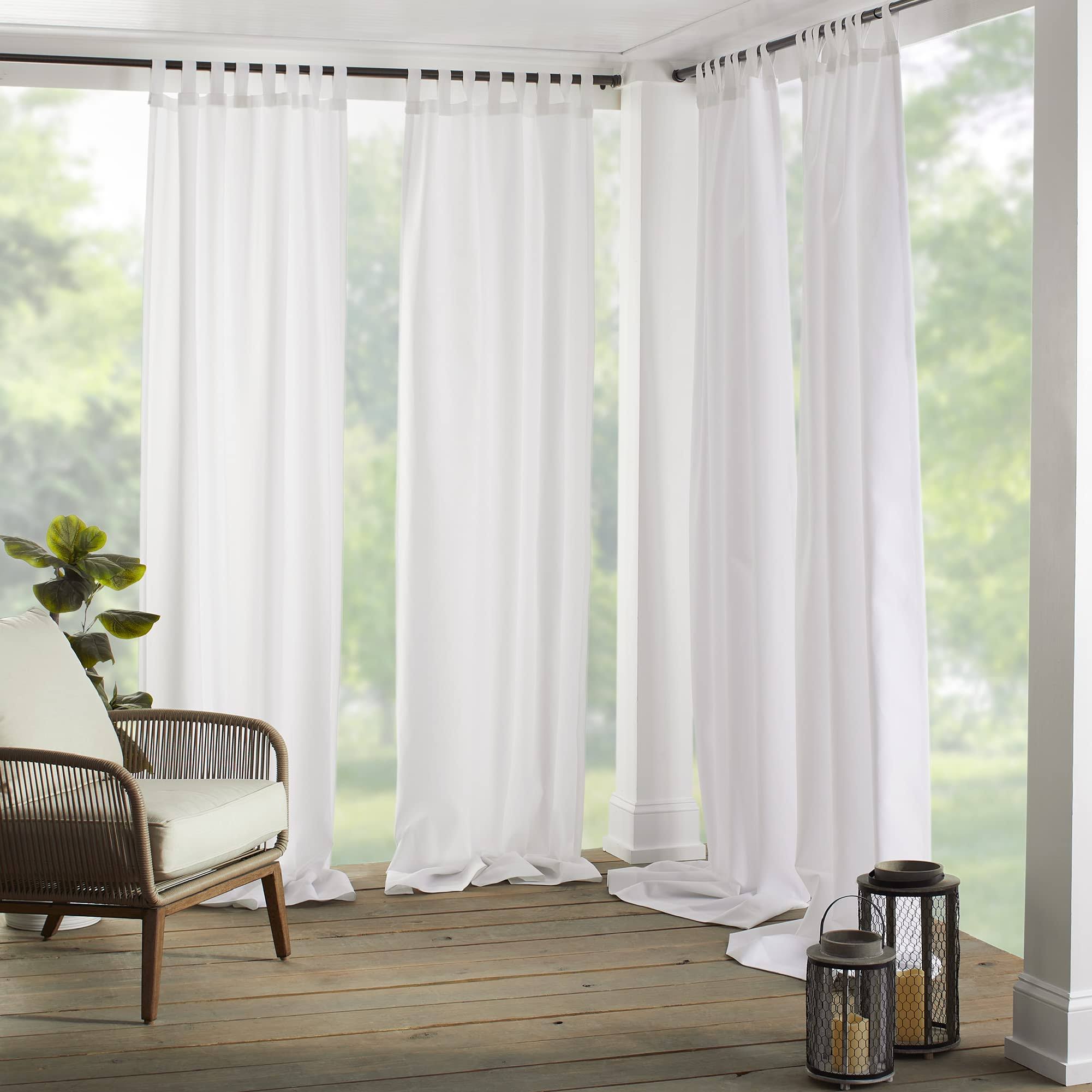 ea86d4c5397496e6d16e334e0cf3caaf0be7f1395bff139c5d66b30125b7c1f4.jpg Elrene Matine 108" Indoor/Outdoor Tab Top Window Curtain Panel - White - Image 1