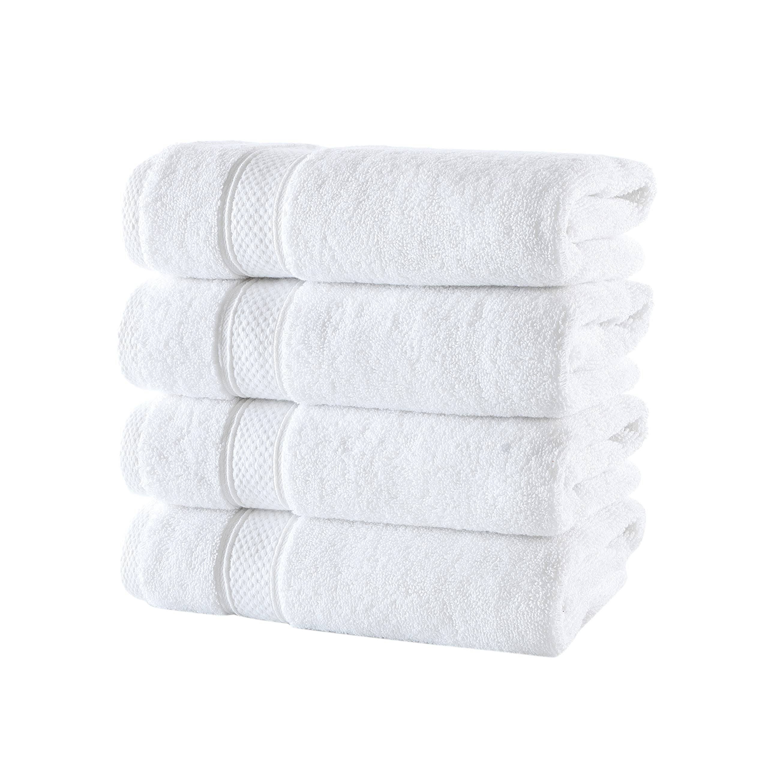 ea87b8a819e1ad7941e048e971275da9cfa71f9978c1293e574d50c32751e9c5.jpg Nova Luxury Linen - Hotel Quality Turkish Towel Set for Bathroom (4 Pcs Hand Towel Set, Pure White) - Image 1