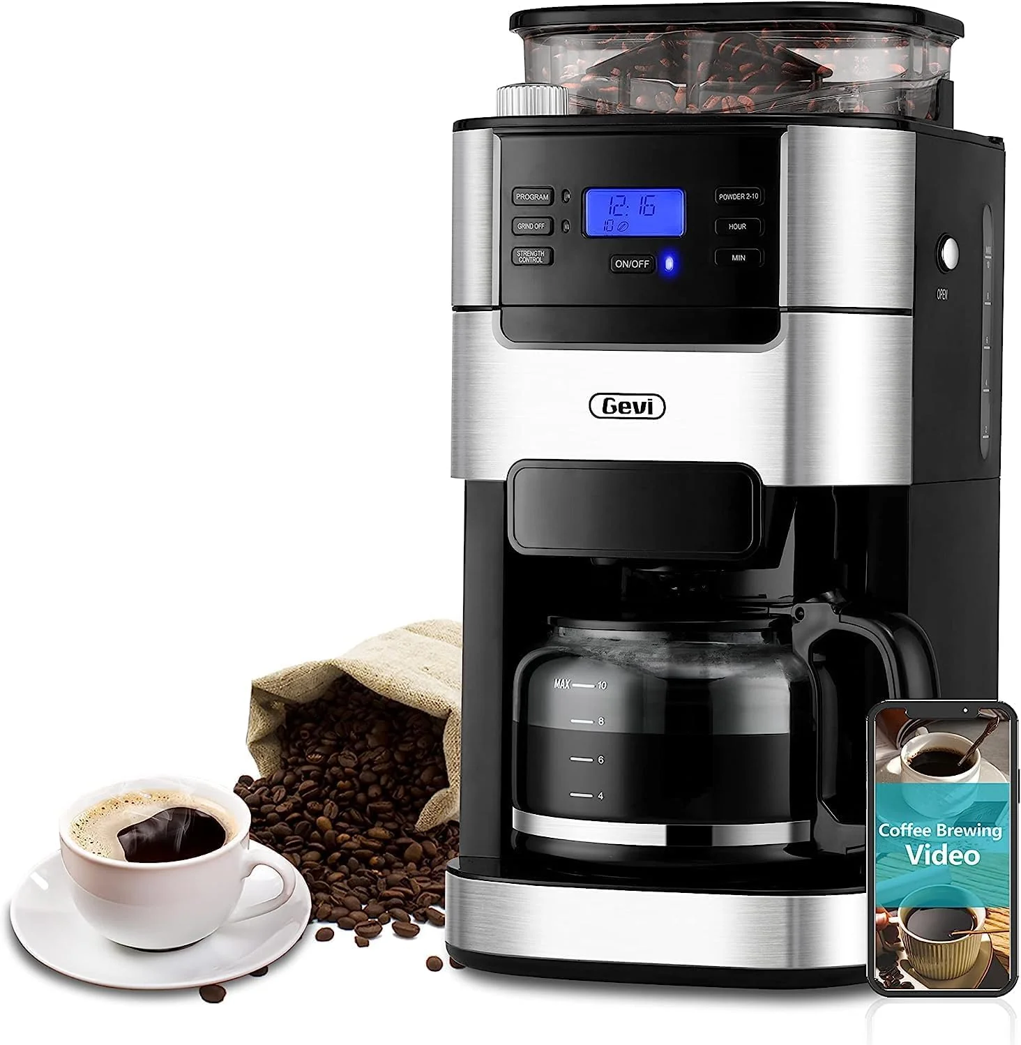 ea89e617a2b5fd8b3dba0bc8386687b42aca6042c0bd4c975306b9024ed861b5.webp Gevi 10-Cup Coffee Maker with Built-in Grinder - Image 1