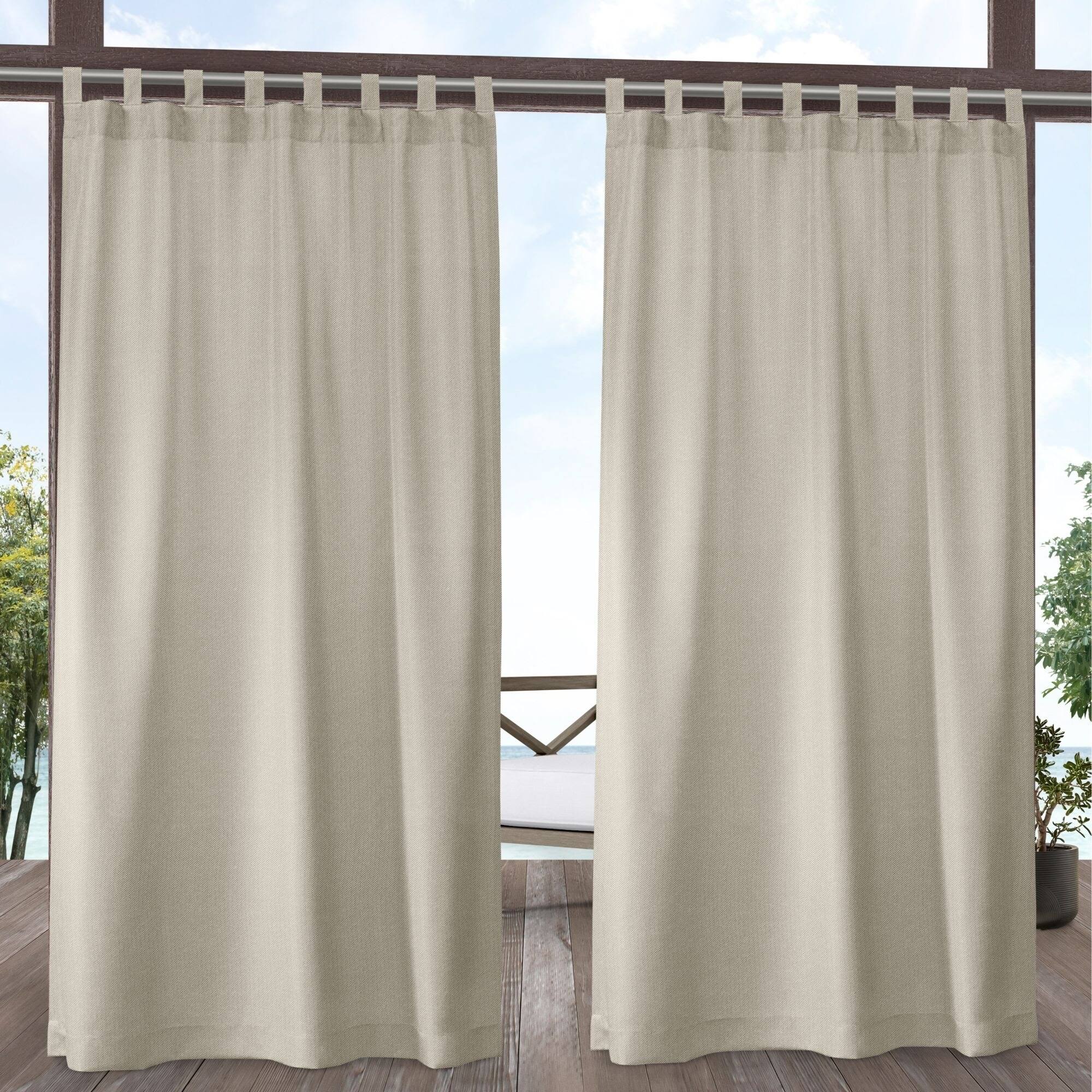 ea9eab6c16d2bde282919535830efc420b142c92ec1a3b7636a85ed0e79d77bc.jpg Exclusive Home Curtains Biscayne Indoor/Outdoor Two Tone Textured Tab Top Curtain Panels 54 inchx108 inch Sand Set of 2 Size - Image 1