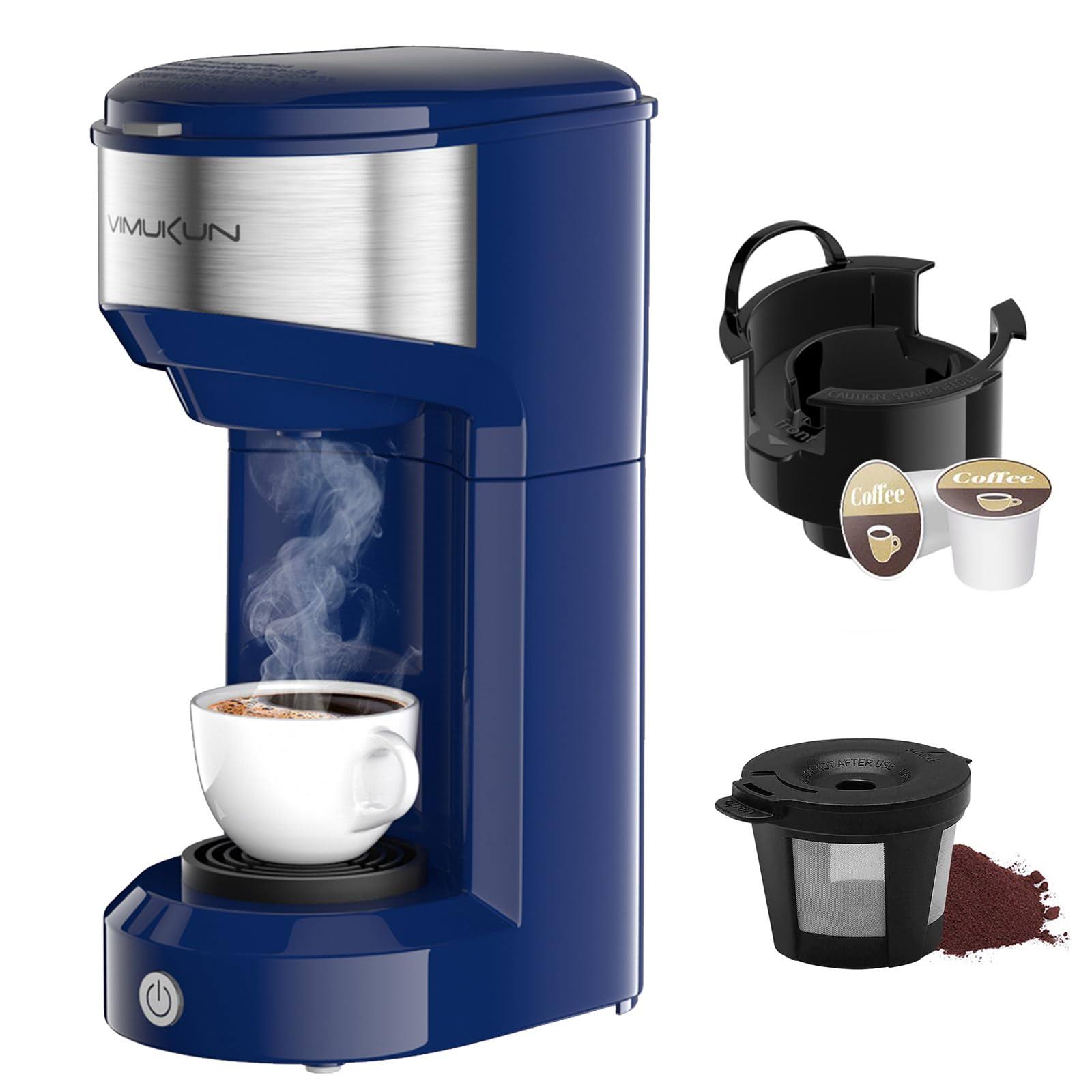 eab776a5168ddb2634bbf9a1aedd7421ad9aabcffd71afdedcd95f4f06c6810e.jpg Vimukun Single Serve Coffee Maker, Coffee Brewer for K-Cup Single Cup Capsule and Ground Coffee, Single Cup Coffee Makers with 6 to 14oz Reservoir, - Image 1