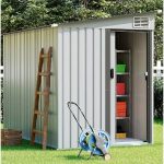 5' x 7' Outdoor Storage Shed, Metal Sheds & Outdoor Storage with Lockable Door and Vents, Garden Shed Tool Storage Shed for Backyard Patio Lawn, White
