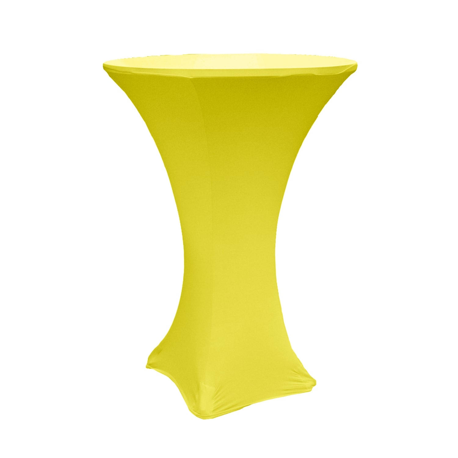 eaea1559444f5f76cc5d707b0ee559657ad2ca87cf9abc4d197a265ce26210f4.jpg Spandex Cocktail Table Cover 30" Round - Bright Yellow - Image 1