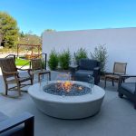 AMS Fire Pit Table Round Glass Wind Guard 36" Diameter - 1/4" Thick Glass - Fire Flame Guard AMS Fireplace Size: 8" H x 25" W x 25" D