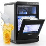 Countertop Nugget Ice Maker, 44LBS/24H Soft Chewable Sonic Ice Machine with Self-Cleaning, One-Touch Operation & Pull-Out Water Tank for Home Bar, RV