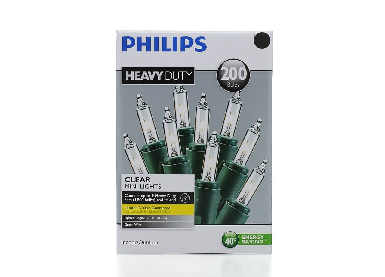 eb0e7e236f411098cbb8d1f30a8817b2a3f61f69d3d2c1aca14216f5a30357a5.jpg Philips 118108-104 Heavy Duty Mini 200-Bulbs String Light, Clear - Image 1