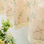 Moslovstar Farmhouse Cotton Linen Tier Curtain 36 inch Long Elegant Floral Lace Window Treatment Kitchen Bathroom Short Curtain, 1 Panel, Little
