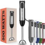 Powerful Immersion Blender, Electric Hand Blender 500 Watt with Turbo Mode, Detachable Base. Handheld Kitchen Gadget Blender Stick for Soup,
