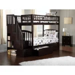 Westbrook Staircase Bunk Twin Over Twin with 2 Urban Bed Drawers in Espresso
