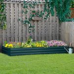 Outsunny 95" x 36" x 12" Galvanized Raised Garden Bed, Metal Elevated Planter Box, Easy DIY and Cleaning for Growing Flowers - Green