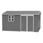 AECOJOY 12x10 FT Outdoor Storage Shed Metal, Large Garden Tool Sheds, Waterproof Steel Utility Storage Building