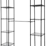 Basics Expandable Metal Hanging Storage Organizer Rack Wardrobe with Shelves, 14 inch-63 inch x 58 inch-72 inch, Black