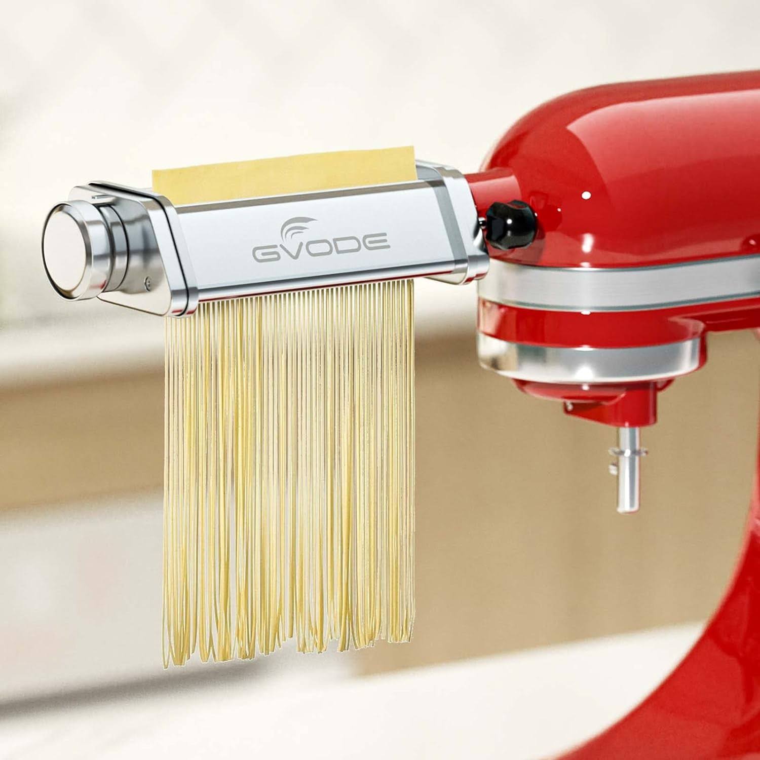 eb6042625d4dea7b5de033d829921010af4db6d02f91e82b2ace9e8cf287434e.jpg Gvode 3-Piece Pasta Roller and Cutter Set for KitchenAid Stand Mixers,Stainless Steel - Image 1