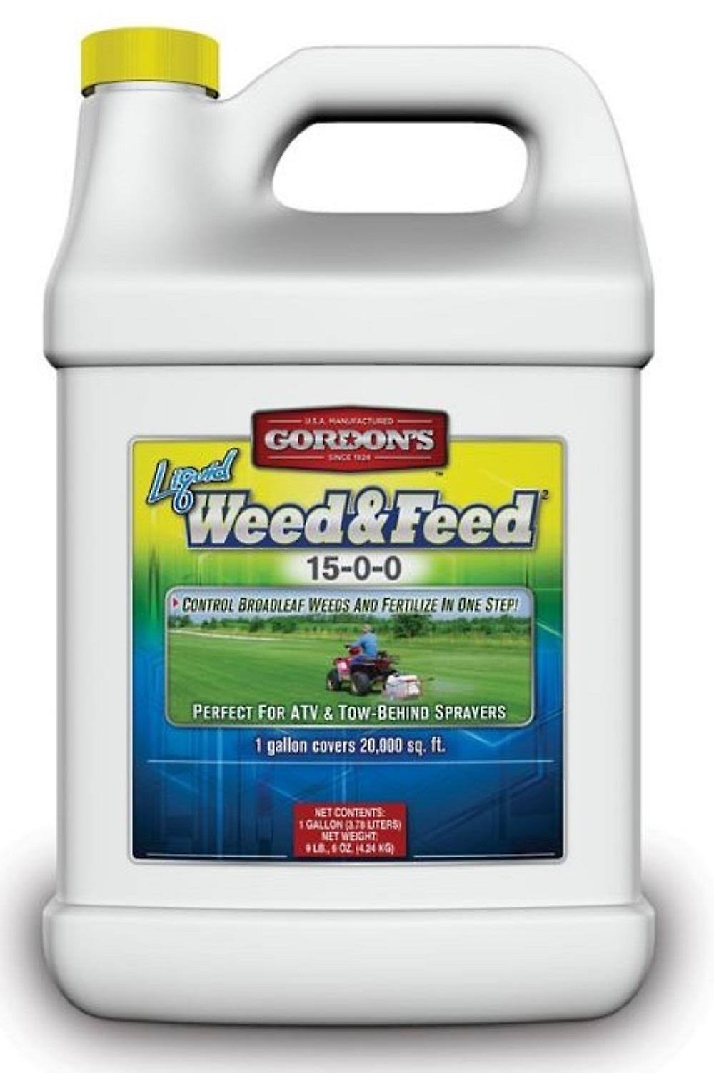 eb650735c606de878baf1dabcec71ee55f788c7521a6b440e73aa5449202e662.jpg Gordon's 1 gal. Liquid Weed & Feed 15-0-0 Lawn Fertilizer Concentrate - Image 1