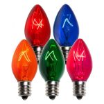 25 Bulbs - C7 Triple Dipped Transparent Multicolor, 5 Watt Lamp