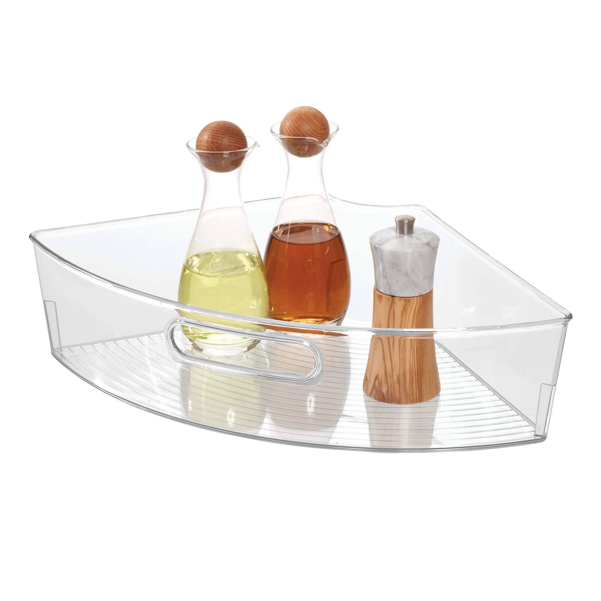 eb8f3e8f7c1f704542a9d8c84f8d90e4a9f61dd7836307363068f8d55c42f91f.jpg iDesign Plastic Lazy Susan Storage Basket 1/4 Wedge for Cabinet, Clear - Image 1