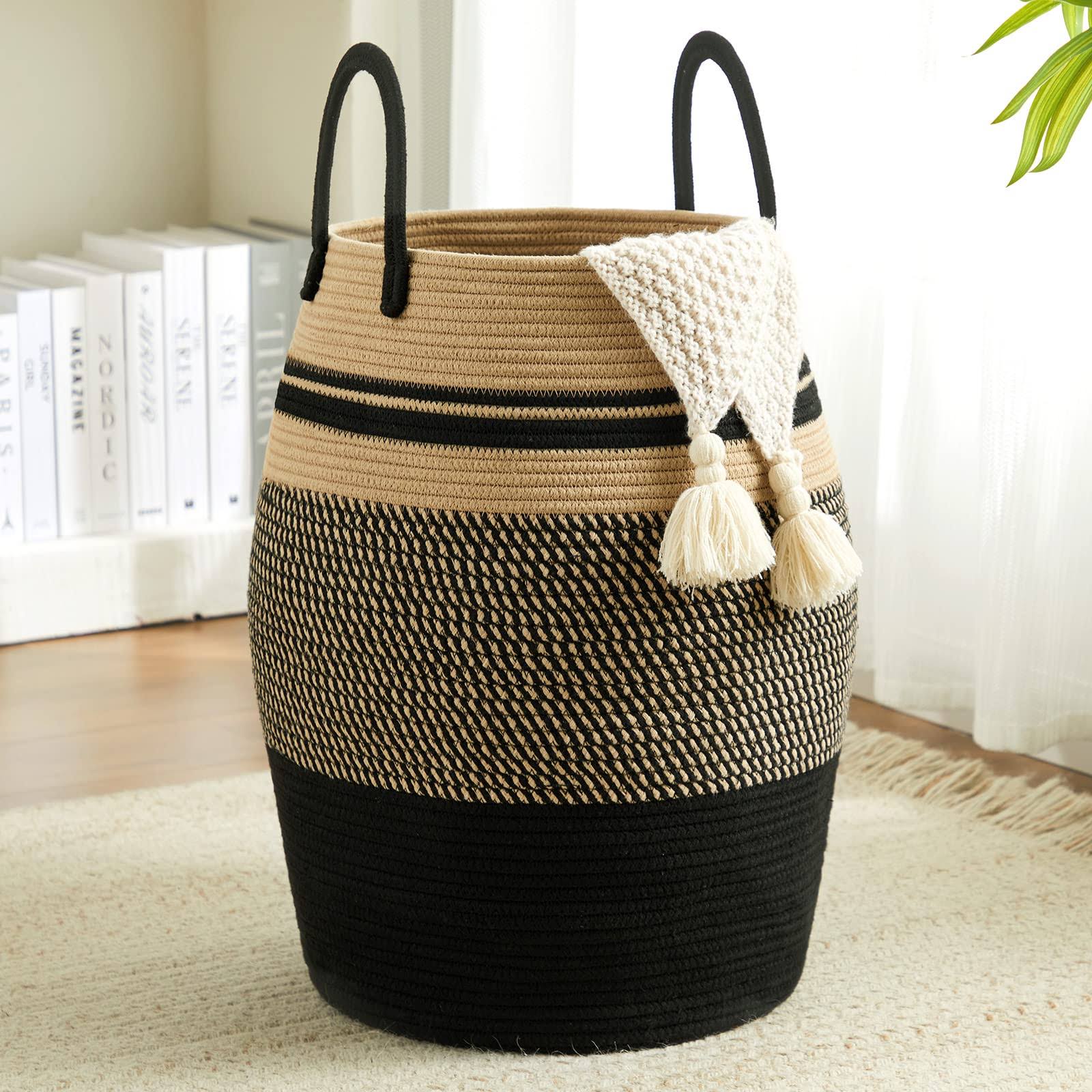 eb96f7730a8970f10e15d12ae1a85b30fce2af202171a9929b3cf17b2cf38d4e.jpg 105L Extra Large Laundry Hamper Basket by Fiona's Magic, Woven Tall Clothes Hamper for Storage Blanket, Toys and Dirty Cothes in Bedroom and Living - Image 1