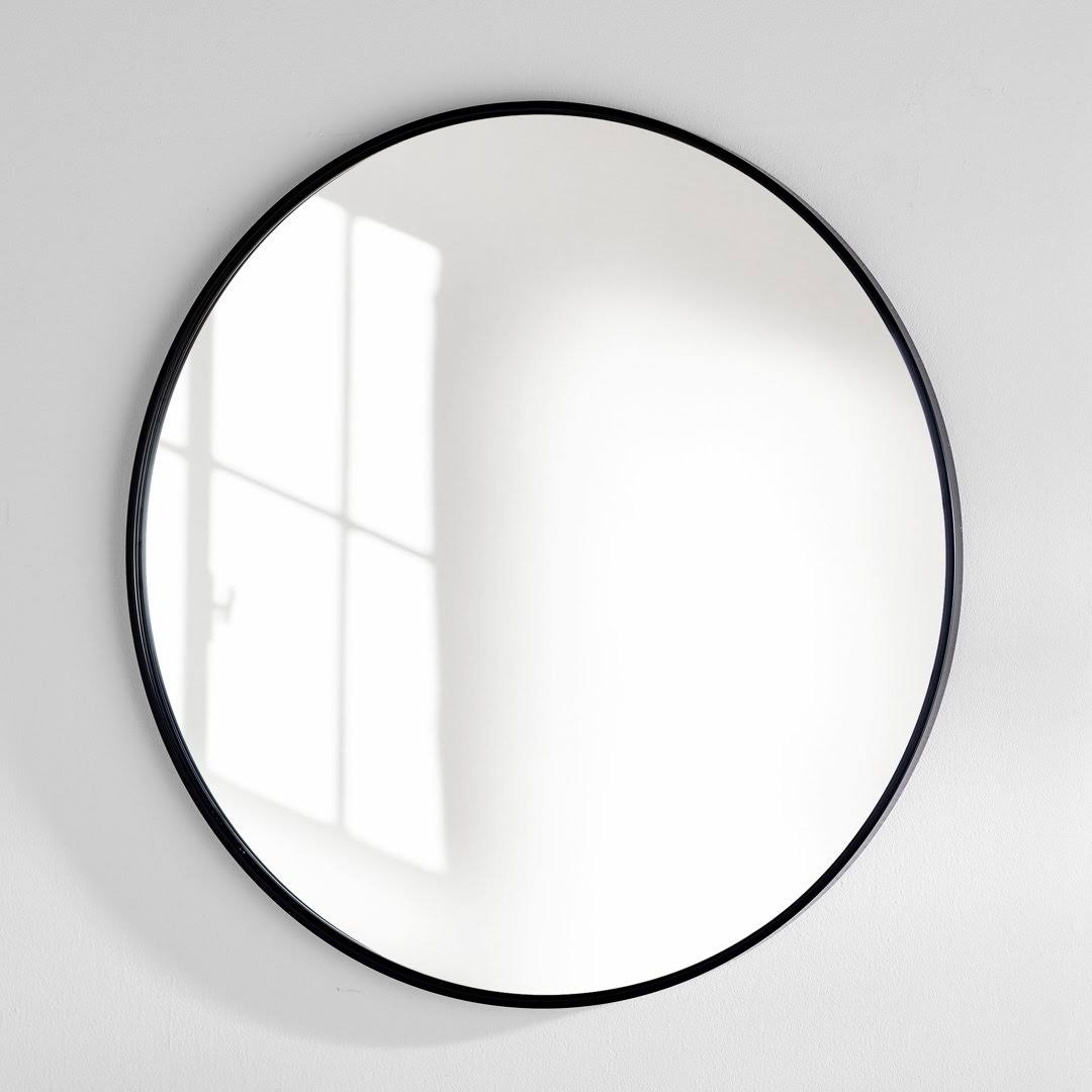ebc3d2ede0e12f4aefde106e94690fd973a86945bad0565eb12e08764b66e428.jpg Sabine Metal Round Wall Mirror Finish: Matte Black, Size: 48" x 48" - Image 1