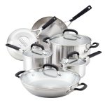 KitchenAid Stainless Steel Cookware Induction Pots and Pans Set, 10-Piece, Brushed Stainless Steel