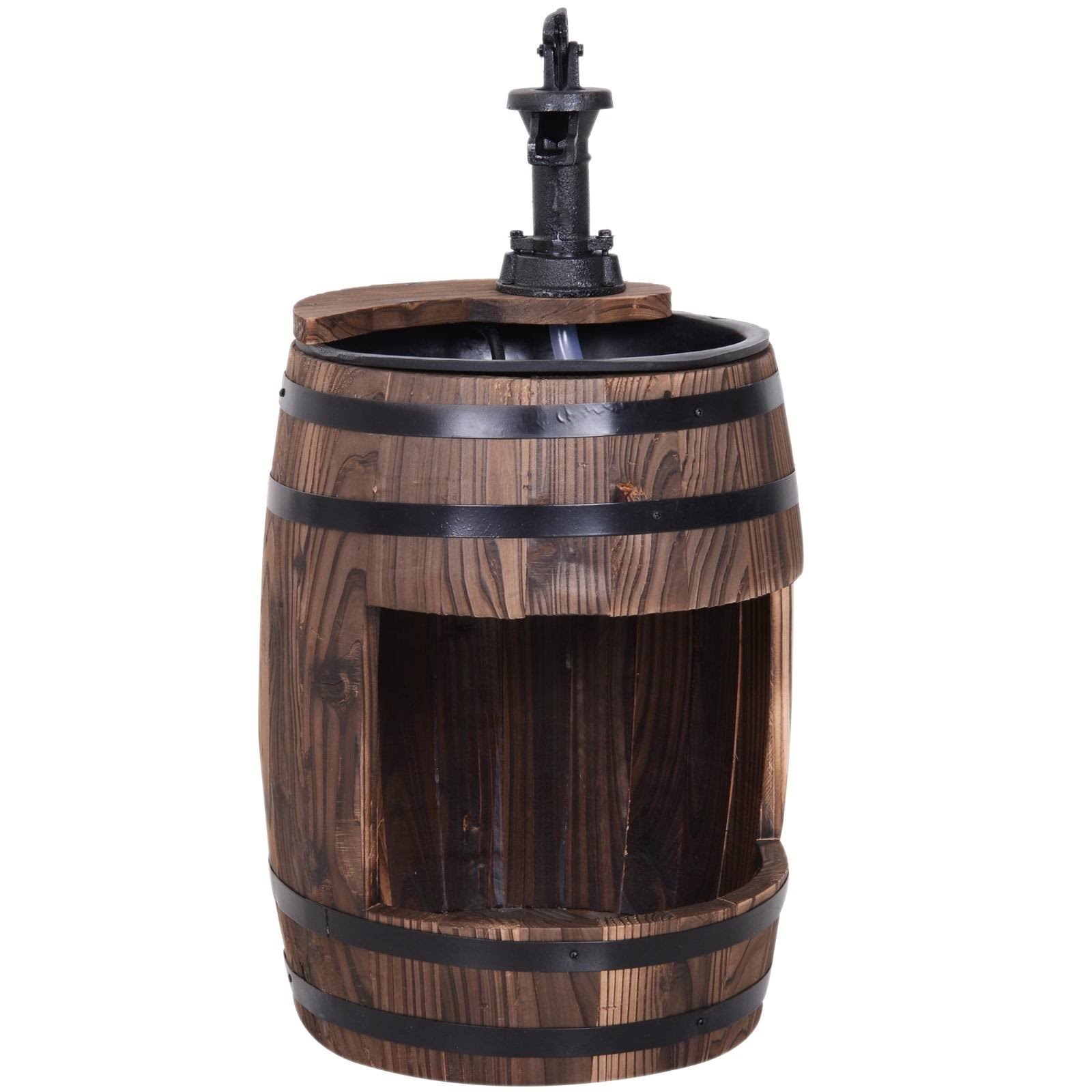 ebdeaa77d040bbd4de908d82de6e724d67567a08050f9d487bdbebf4cbdc5422.jpg Outsunny 2-Tier Wooden Water Pump Fountain for Fun Garden Decor with Planting Flower Box Base & A Durable Sturdy Design, Black - Image 1